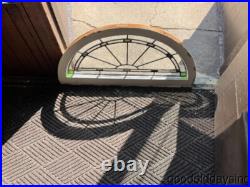 Antique Stained Leaded Glass Transom Arched Window Circa 1920 36 x 18