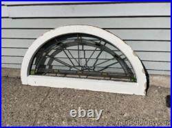 Antique Stained Leaded Glass Transom Arched Window Circa 1920 36 x 18
