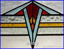 Antique Stained Leaded Glass Transom Window 21 x 14 w Privacy Glass