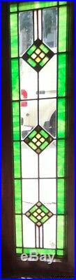 Antique Stained Leaded Glass Transom Window 43 x 13 1925 Checkerboard