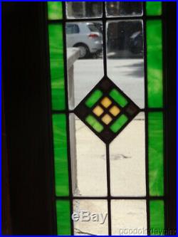 Antique Stained Leaded Glass Transom Window 43 x 13 1925 Checkerboard