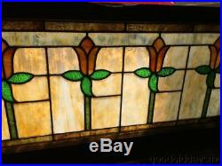 Antique Stained Leaded Glass Transom Window 44 by 21 Circa 1925