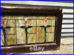 Antique Stained Leaded Glass Transom Window 44 by 21 Circa 1925