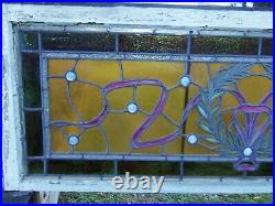 Antique Stained Leaded Glass Transom Window 52 by 19 New York