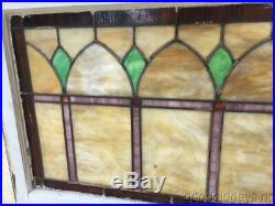 Antique Stained Leaded Glass Transom Window 52 by 25