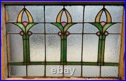 Antique Stained Leaded Glass Transom Window Circa 1910 32 x 23