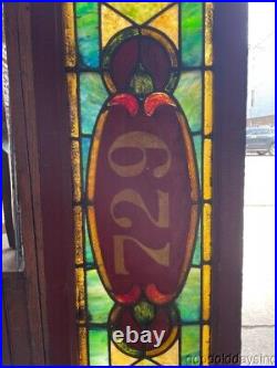 Antique Stained Leaded Glass Transom Window Circa 1910 60 x 17