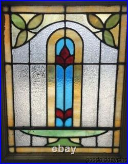 Antique Stained Leaded Glass Window 25 by 20 Circa 1910