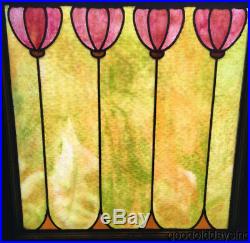 Antique Stained Leaded Glass Window 29 by 28 Circa 1920