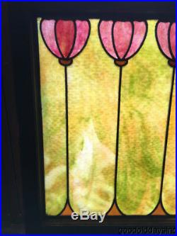 Antique Stained Leaded Glass Window 29 by 28 Circa 1920