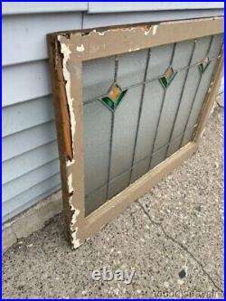 Antique Stained Leaded Glass Window Circa 1920 32 x 25 Privacy Glass