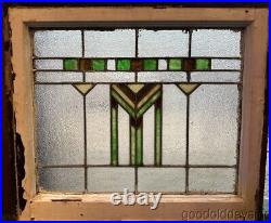 Antique Stained Leaded Glass Window Circa 26 x 23 Chicago Crica 1920 Craftsman