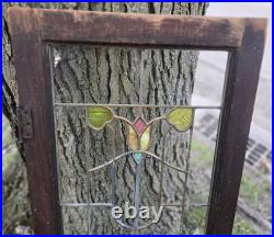 Antique Stained Leaded Glass Window / Door Panel 47 X 18