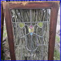 Antique Stained Leaded Glass Window / Door Panel 47 X 18