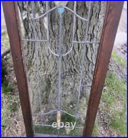 Antique Stained Leaded Glass Window / Door Panel 47 X 18
