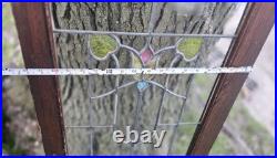 Antique Stained Leaded Glass Window / Door Panel 47 X 18
