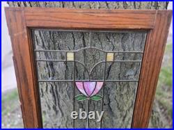 Antique Stained Leaded Glass Window / Door Panel 48 X 18