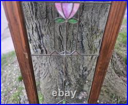 Antique Stained Leaded Glass Window / Door Panel 48 X 18