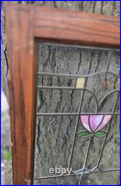 Antique Stained Leaded Glass Window / Door Panel 48 X 18