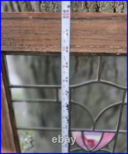 Antique Stained Leaded Glass Window / Door Panel 48 X 18