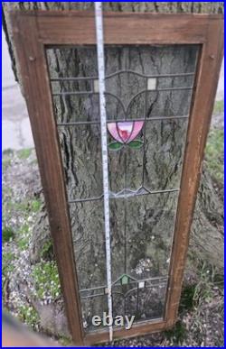 Antique Stained Leaded Glass Window / Door Panel 48 X 18
