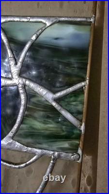 Antique Stained Leaded Glass Window Pane Panel with Copper Trim