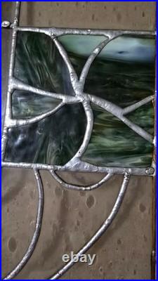 Antique Stained Leaded Glass Window Pane Panel with Copper Trim