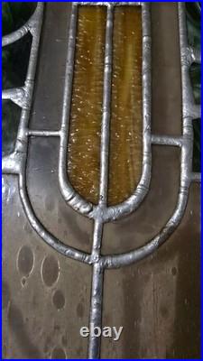 Antique Stained Leaded Glass Window Pane Panel with Copper Trim