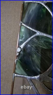 Antique Stained Leaded Glass Window Pane Panel with Copper Trim