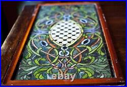 Antique Stained Leaded Glass Window Panel Transom Hand Crafted 20¾ x 40½ framed