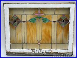Antique Stained Leaded Glass Window from Chicago Circa 1915 32 x 25