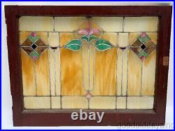Antique Stained Leaded Glass Window from Chicago Circa 1915 32 x 25