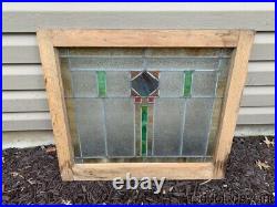Antique Stained Leaded Glass Window from Chicago Circa 1920 28 x 25