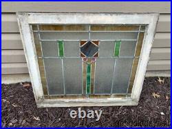 Antique Stained Leaded Glass Window from Chicago Circa 1920 28 x 25