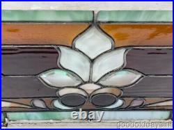 Antique Stained Leaded Glass Window with Beveled Glass Transom Window Circa 1900
