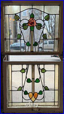 Antique Stained Leaded Glass Windows Circa 1920