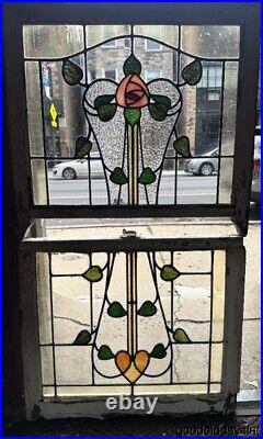 Antique Stained Leaded Glass Windows Circa 1920