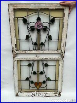 Antique Stained Leaded Glass Windows Circa 1920