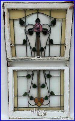 Antique Stained Leaded Glass Windows Circa 1920