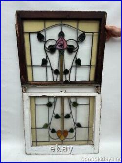 Antique Stained Leaded Glass Windows Circa 1920