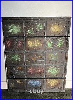 Antique Stained Leaded Kiln Fired Church Window, Handpainted, Privacy Art Glass