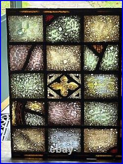 Antique Stained Leaded Kiln Fired Church Window, Handpainted, Privacy Art Glass