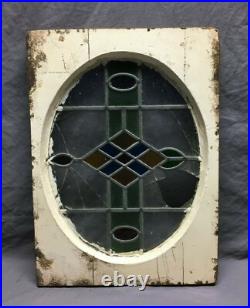 Antique Stained Leaded Oval Colored Glass Shabby Window 18x24 Old Chic 799-25B