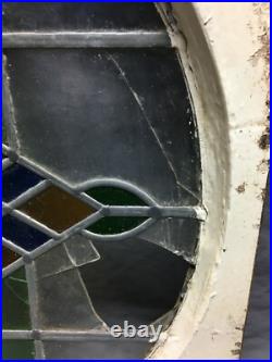 Antique Stained Leaded Oval Colored Glass Shabby Window 18x24 Old Chic 799-25B