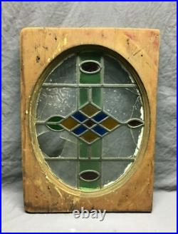 Antique Stained Leaded Oval Colored Glass Shabby Window 18x24 Old Chic 799-25B