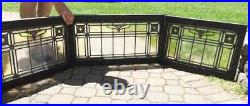 Antique TRANSOM WINDOW 3 PIECE LEADED STAINED GLASS (TRIPTYCH) RARE