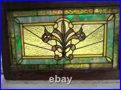 Antique VICTORIAN STAINED, LEADED GLASS WINDOW With JEWELS & Support Braces