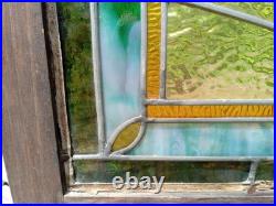 Antique VICTORIAN STAINED, LEADED GLASS WINDOW With JEWELS & Support Braces