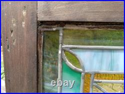 Antique VICTORIAN STAINED, LEADED GLASS WINDOW With JEWELS & Support Braces