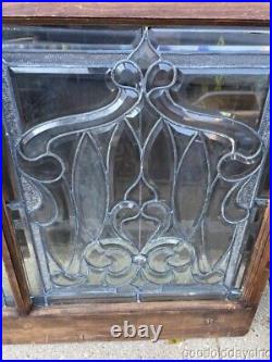 Antique Victorian 1890's Chicago Large Beveled Leaded Glass Window 56 x 39